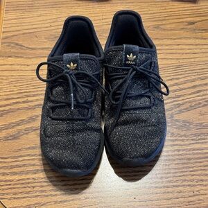 Adidas Black Knit Sneakers with Gold Accents